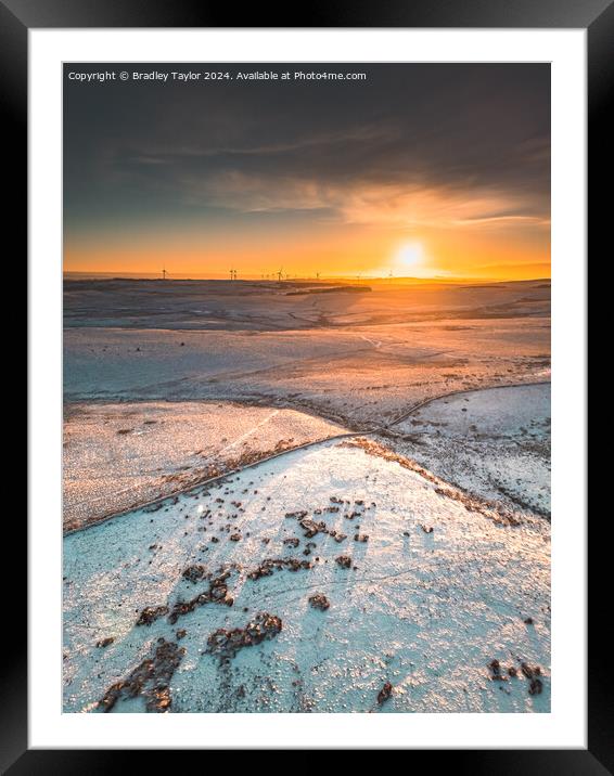 Northumberland Sunset in the Snow Framed Mounted Print by Bradley Taylor