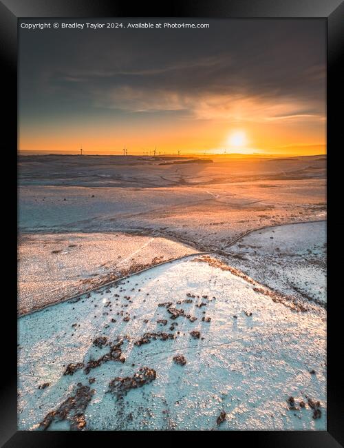 Northumberland Sunset in the Snow Framed Print by Bradley Taylor