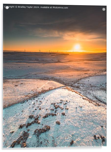Northumberland Sunset in the Snow Acrylic by Bradley Taylor