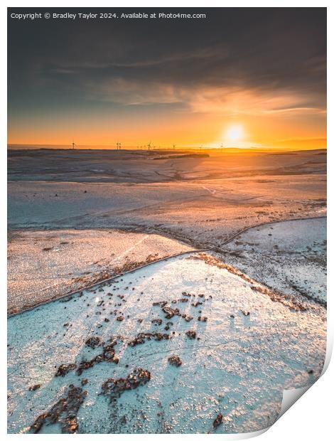 Northumberland Sunset in the Snow Print by Bradley Taylor