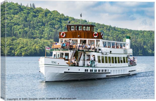 Steamer Teal on Lake Windermere Canvas Print by Keith Douglas