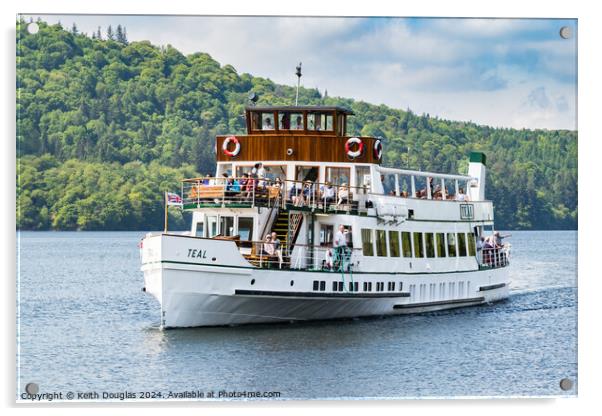 Steamer Teal on Lake Windermere Acrylic by Keith Douglas