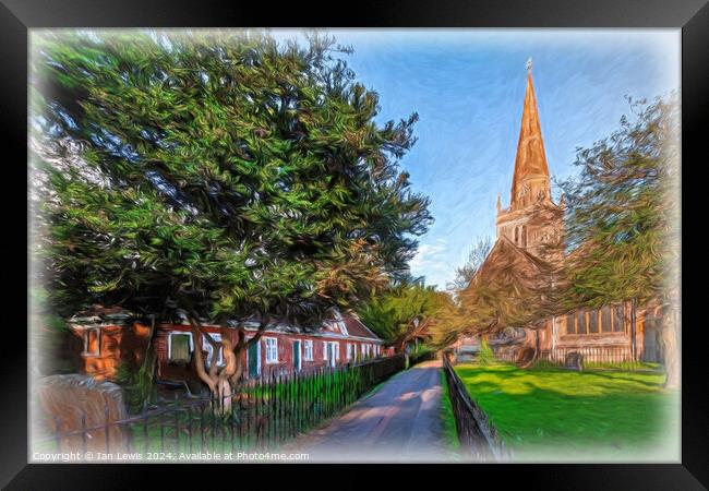 Abingdon Church and Almshouses digital art Framed Print by Ian Lewis
