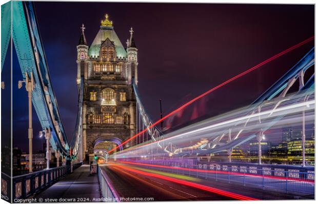London Nightfall:  Tower Bridge Canvas Print by steve docwra