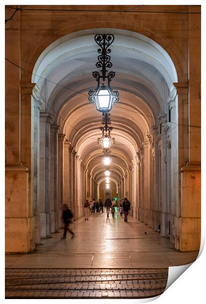 Colonnade of Supreme Court of Justice in Lisbon Print by Artur Bogacki