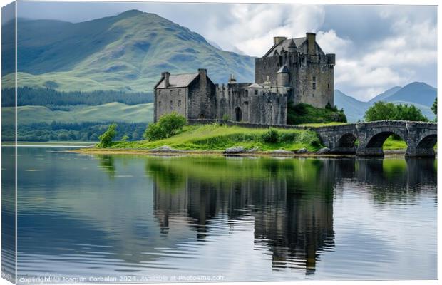 A stunning Eilean Donan castle stands proudly atop Canvas Print by Joaquin Corbalan