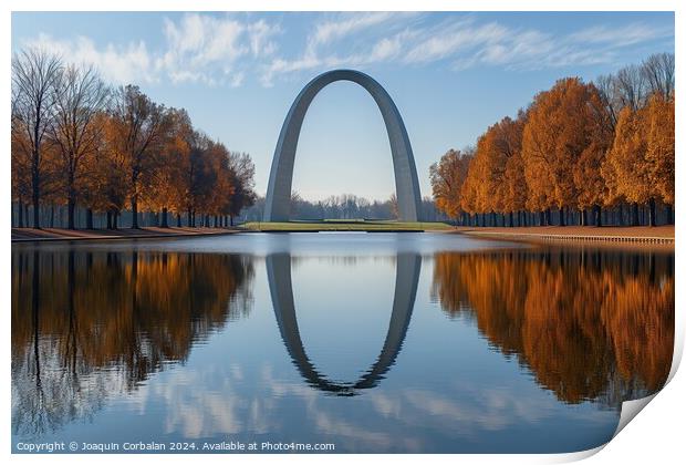 Gateway Arch in St. Louis , A large monument stand Print by Joaquin Corbalan