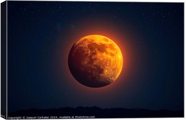 A clear view of a eclipse full moon illuminating the dark night sky. Canvas Print by Joaquin Corbalan