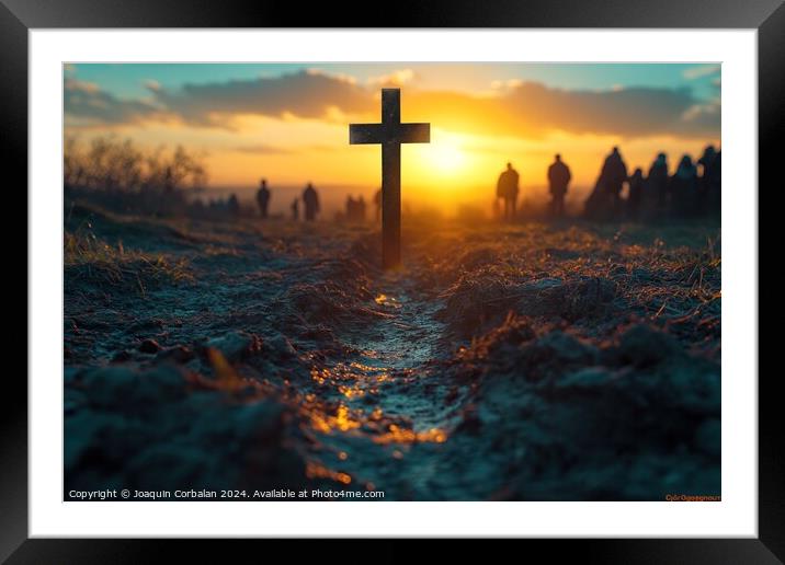 Over Easter, Christians commemorate the crucifixio Framed Mounted Print by Joaquin Corbalan