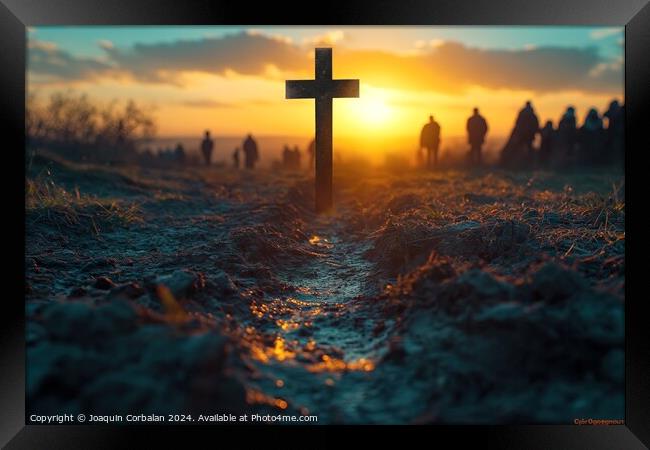 Over Easter, Christians commemorate the crucifixio Framed Print by Joaquin Corbalan