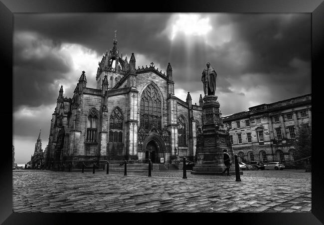 St Giles Cathedral Edinburgh BW Framed Print by Alison Chambers