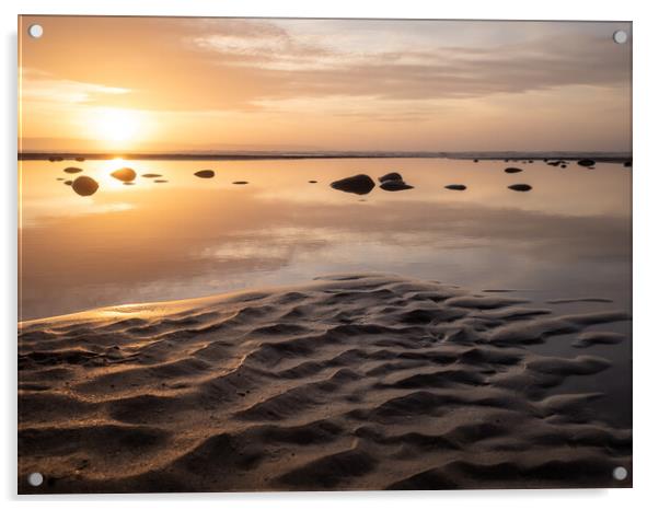 Sunset beach ripples Acrylic by Tony Twyman