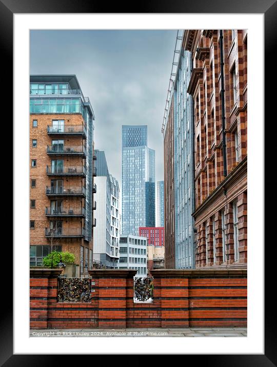 Manchester Skyline Framed Mounted Print by Rick Lindley