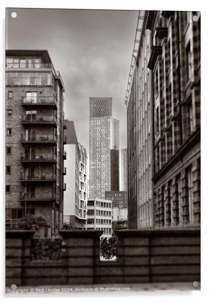 Manchester Skyline Acrylic by Rick Lindley
