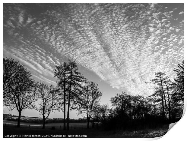 Black and white sunset Print by Martin fenton