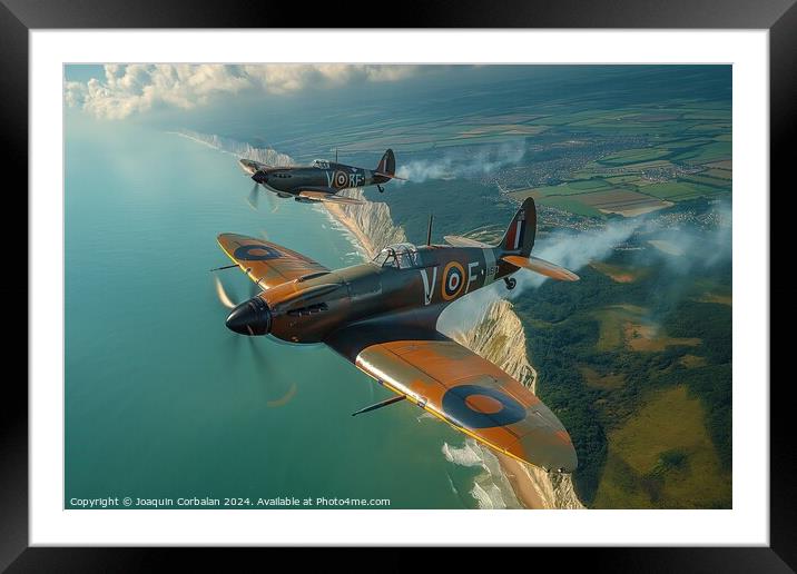 Hawker Hurricane and Supermarine Spitfire. Two pla Framed Mounted Print by Joaquin Corbalan