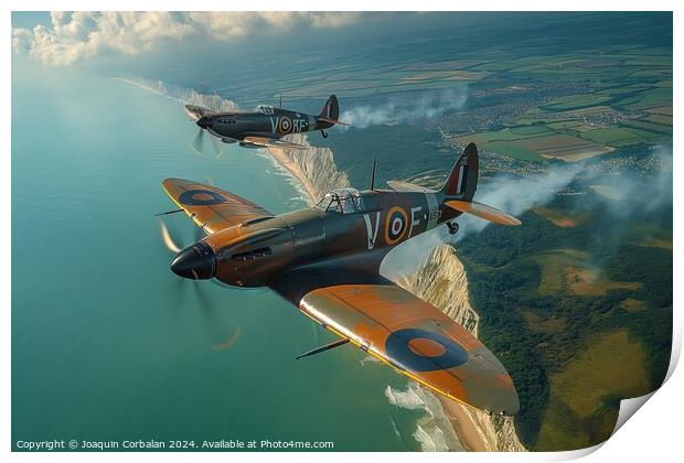 Hawker Hurricane and Supermarine Spitfire. Two pla Print by Joaquin Corbalan
