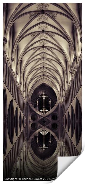 Wells Cathedral Interior (Sepia) Print by RJ Bowler