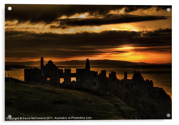 Sunset over Dunluce Castle Acrylic by David McFarland