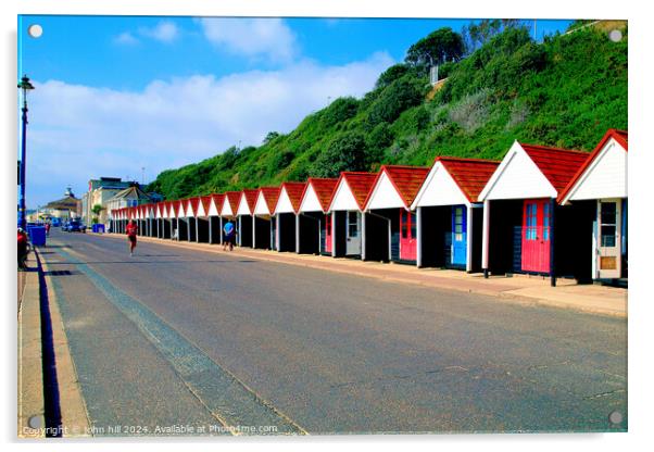 Bournmouth beach huts. Acrylic by john hill