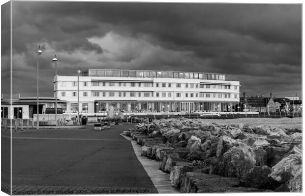 The Midland Hotel in Morecambe at dusk (B/W) Canvas Print by Keith Douglas
