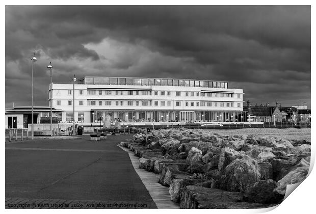 The Midland Hotel in Morecambe at dusk (B/W) Print by Keith Douglas