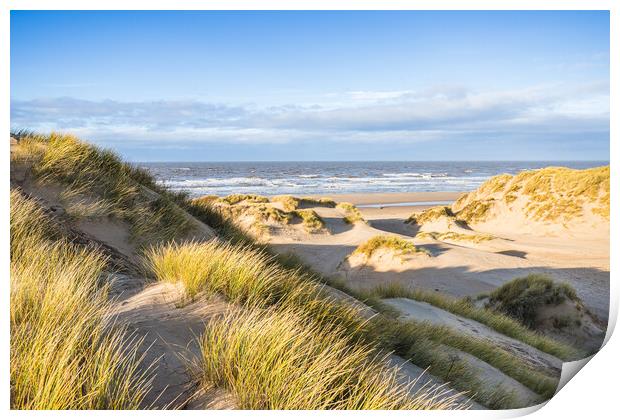 Rolling sand dunes on Formby beach Print by Jason Wells