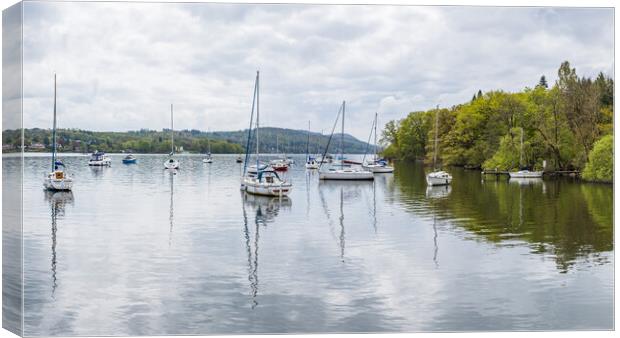 Sail boats along the shores of Lake Windermere Canvas Print by Jason Wells