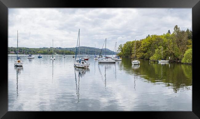 Sail boats along the shores of Lake Windermere Framed Print by Jason Wells