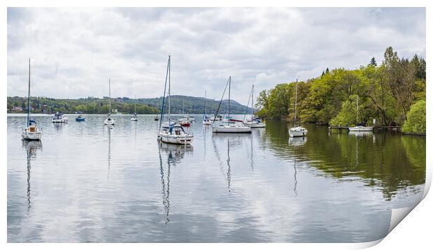 Sail boats along the shores of Lake Windermere Print by Jason Wells