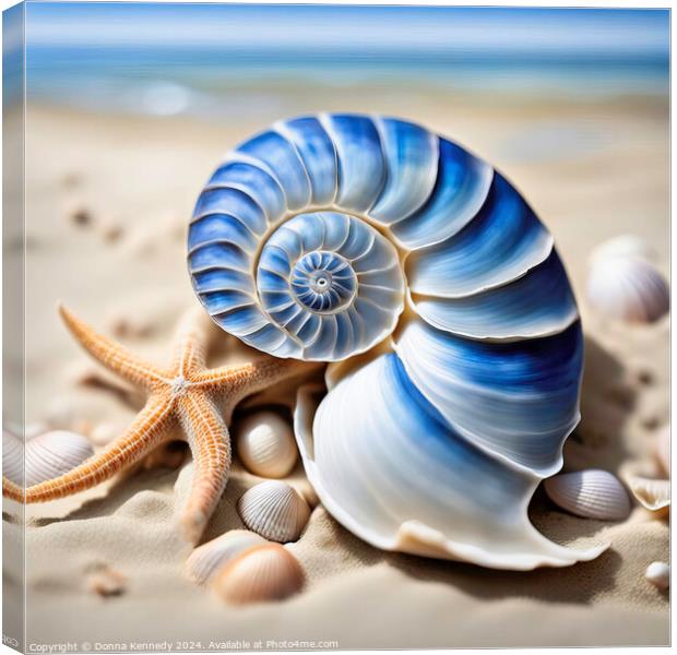Blue Nautilus Canvas Print by Donna Kennedy