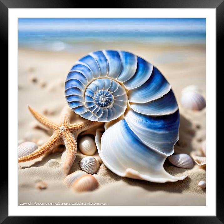 Blue Nautilus Framed Mounted Print by Donna Kennedy
