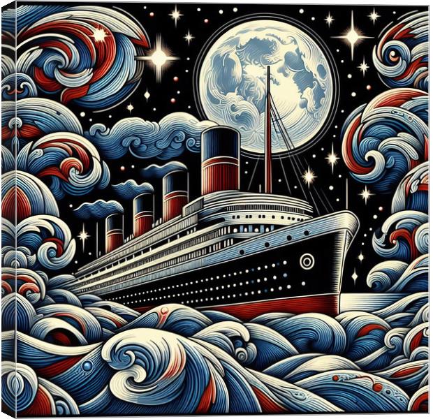Vintage Ocean Cruise Liner Canvas Print by Scott Anderson