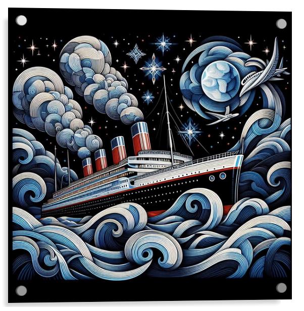 Vintage Ocean Cruise Liner Acrylic by Scott Anderson