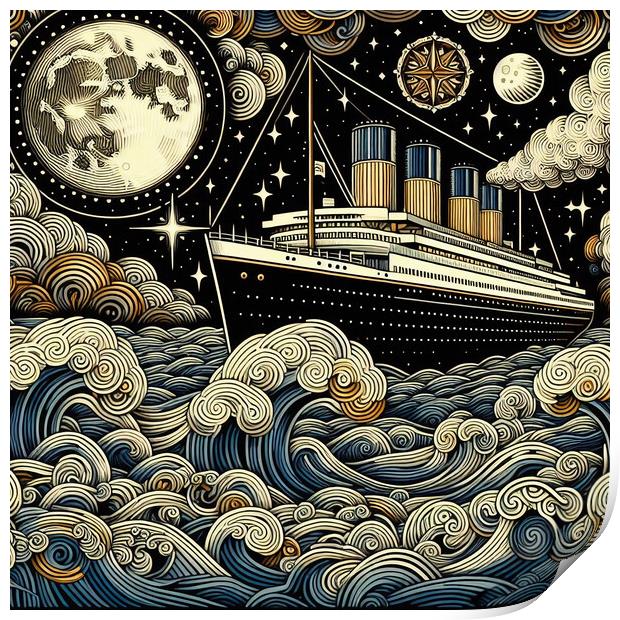 Vintage Ocean Cruise Liner Print by Scott Anderson