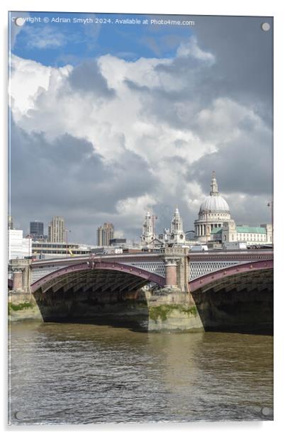 St Pauls across the Thames Acrylic by Adrian Smyth