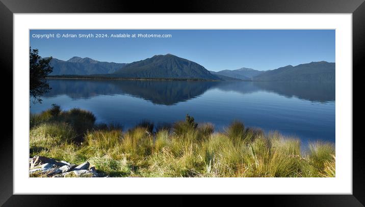New Zealand lakeside Framed Mounted Print by Adrian Smyth