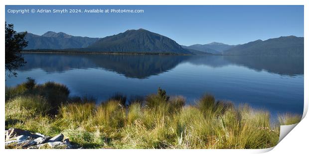 New Zealand lakeside Print by Adrian Smyth