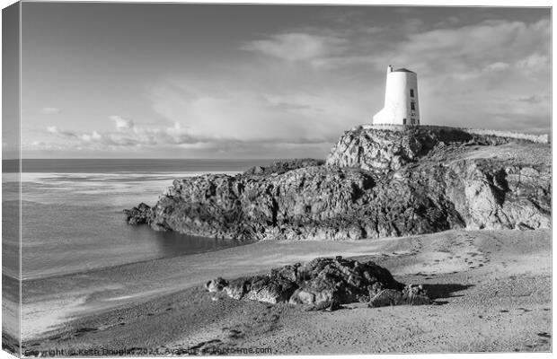 Tŵr Mawr lighthouse, Llanddwyn Island (Black and White) Canvas Print by Keith Douglas