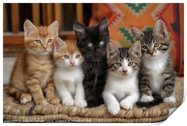 A cluster of adorable kittens gathered together on Print by Joaquin Corbalan