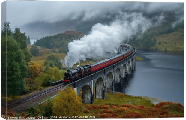 Jacobite Express steam train crossing the Glenfinn Canvas Print by Joaquin Corbalan
