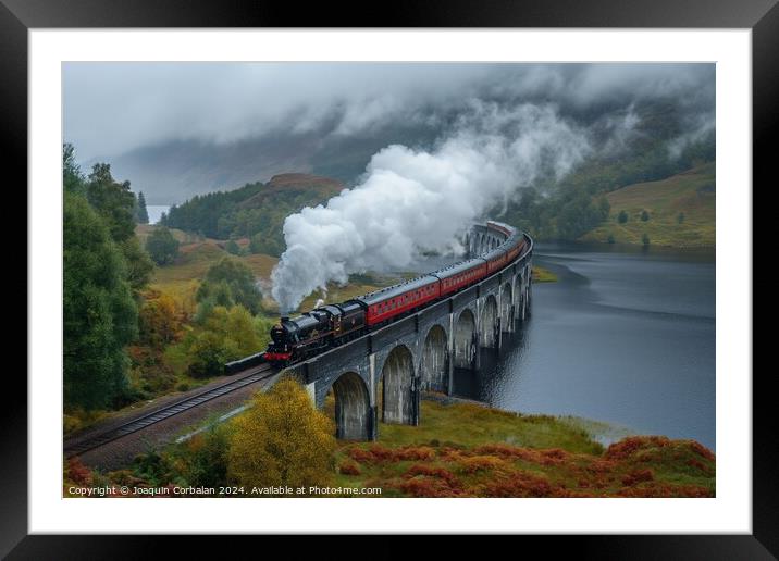 Jacobite Express steam train crossing the Glenfinn Framed Mounted Print by Joaquin Corbalan