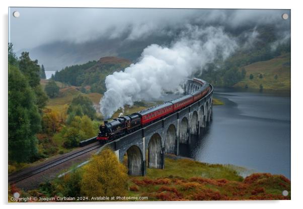 Jacobite Express steam train crossing the Glenfinn Acrylic by Joaquin Corbalan