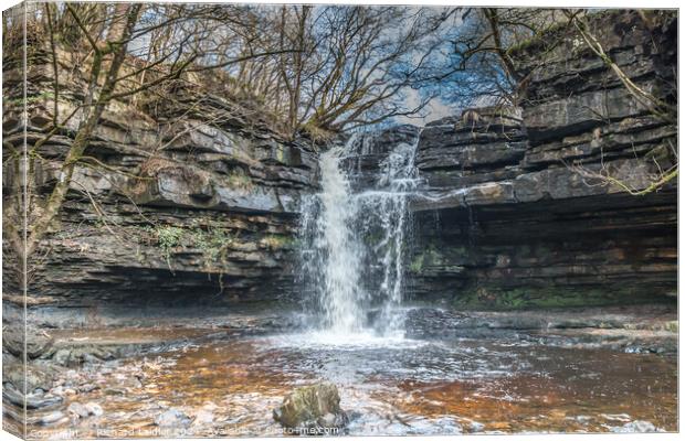 Summerhill Force Waterfall and Gibson's Cave Canvas Print by Richard Laidler