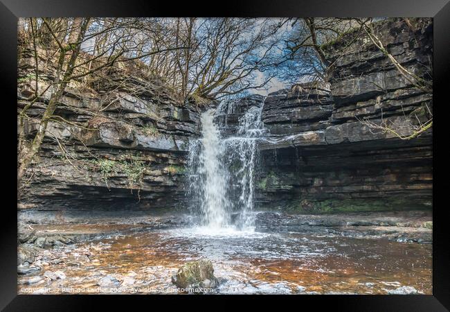 Summerhill Force Waterfall and Gibson's Cave Framed Print by Richard Laidler