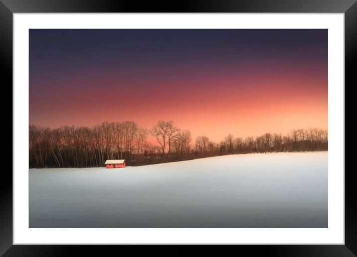 Red hut in the snow Framed Mounted Print by Dejan Travica