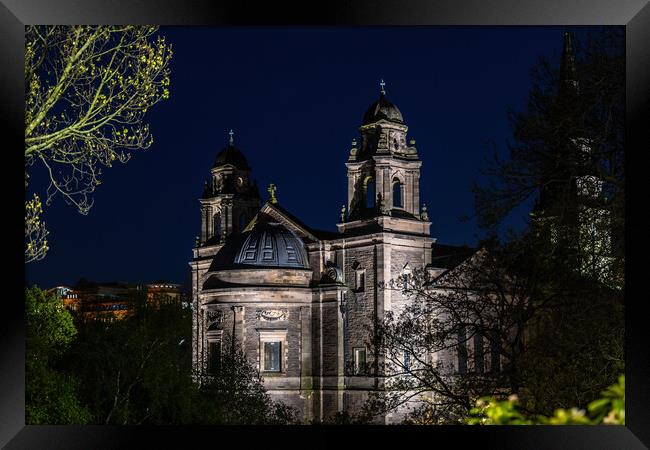 Church of St Cuthbert at Night in Edinburgh Framed Print by Artur Bogacki