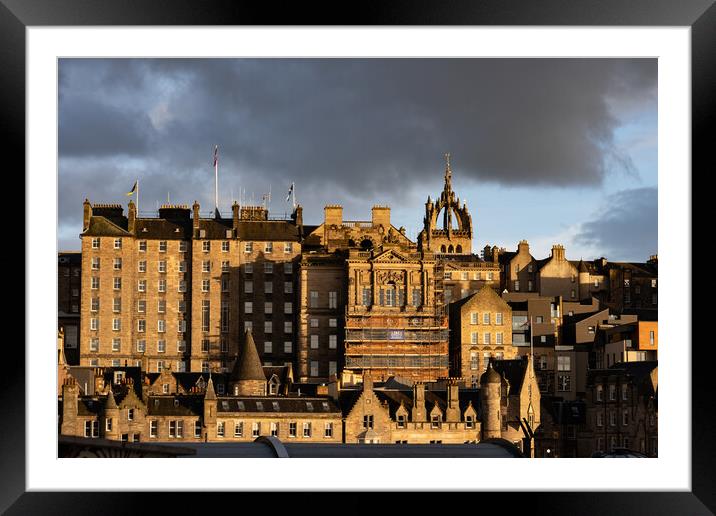 Old Town in City of Edinburgh at Sunset Framed Mounted Print by Artur Bogacki