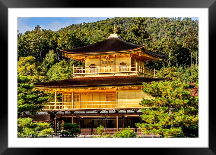 Kinkaku-Ji Golden Pavilion Buddhist Temple Kyoto Japan Framed Mounted Print by William Perry