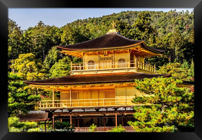 Kinkaku-Ji Golden Pavilion Buddhist Temple Kyoto Japan Framed Print by William Perry